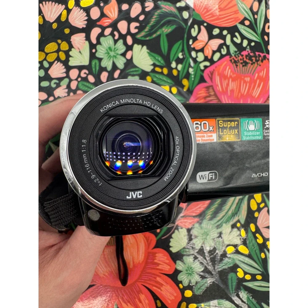 JVC Everio GZ-EX355BU Full HD Camcorder 40x Optical Zoom WiFi Black Bundle